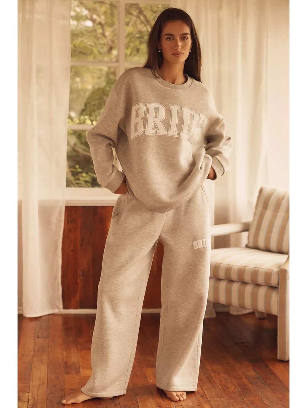 By Anthropologie Weddings BRIDE Sweatshirt & Sweatpants Set Bridal Lounge M